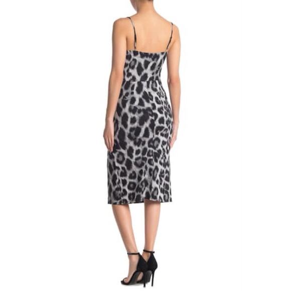 Socialite Leopard Print Draped Neck Sheath Dress size Large - Picture 3 of 9